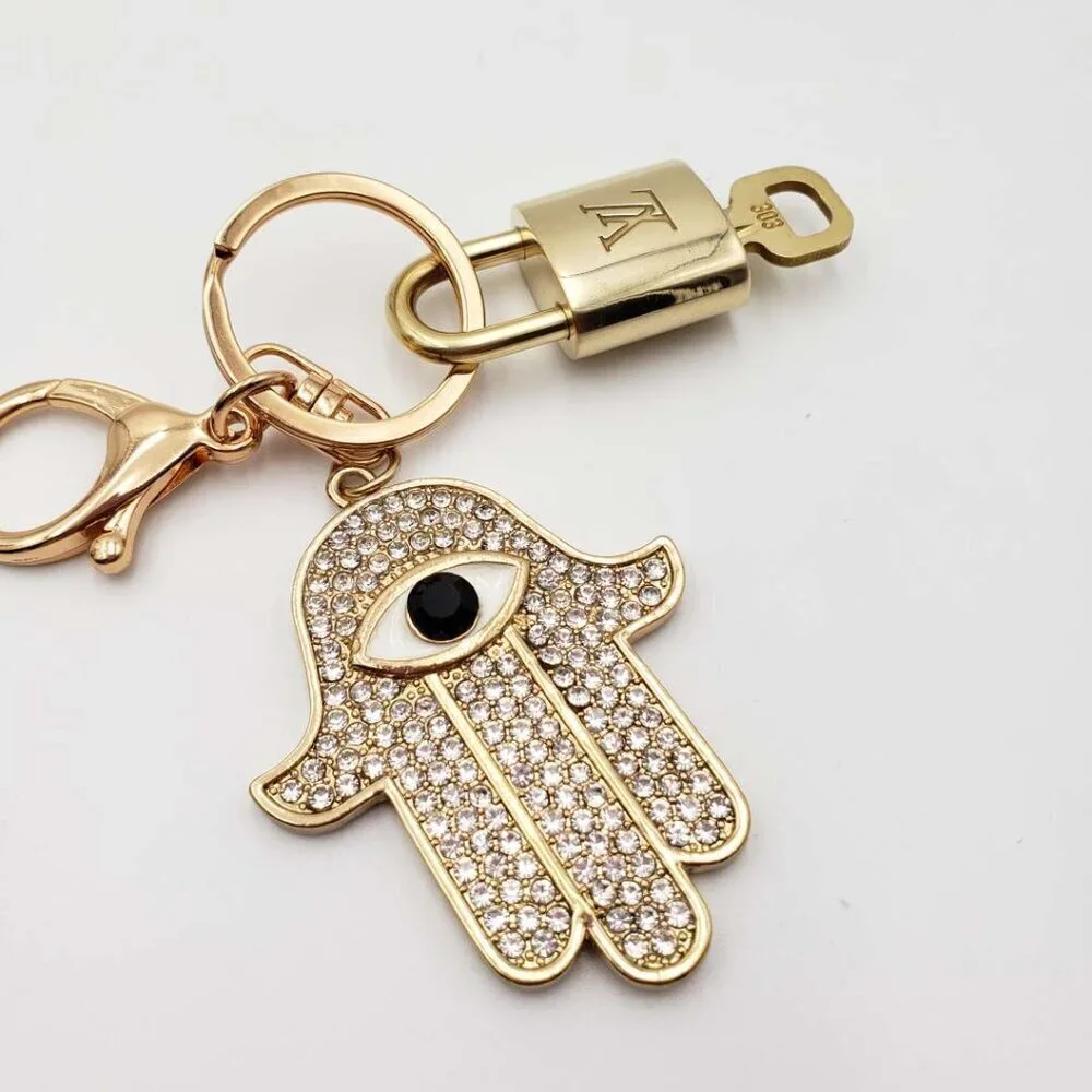 Louis Vuitton Gold Lock 🔒 Authentic LV Key + Unbranded Evil Eye Bag Charm